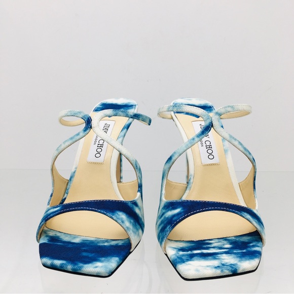 Jimmy Choo ANISE 95 Marbled Denim Women’s heel sandals Size EU 37 US 7 Medium - Picture 8 of 16